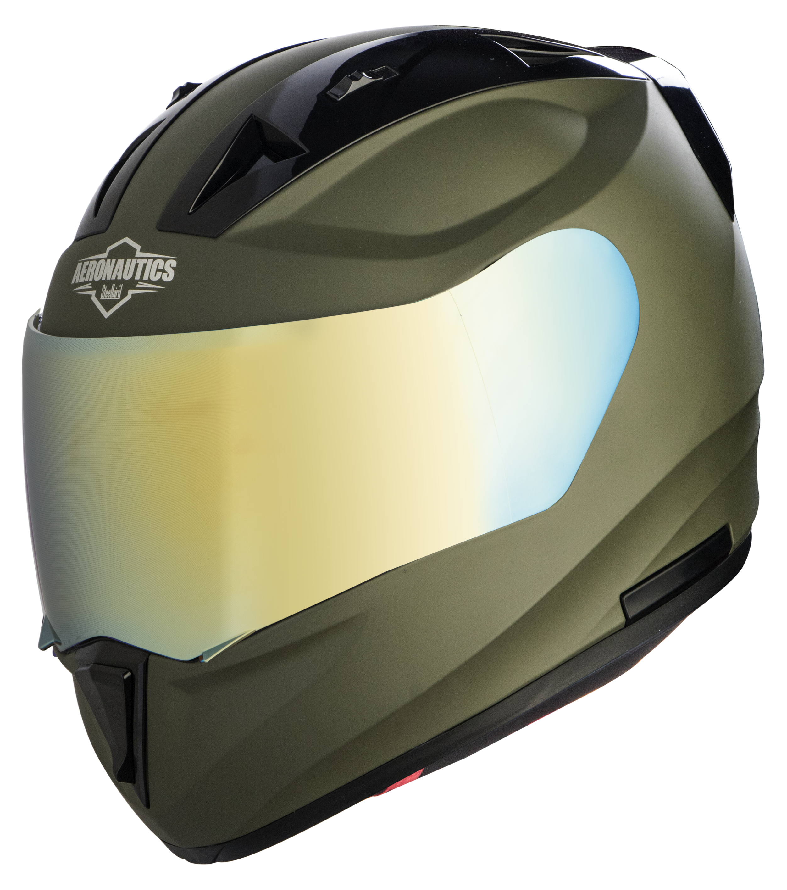 SA-1 Aeronautics Mat Battle Green (Fitted With Clear Visor Extra Gold Chrome Visor Free)